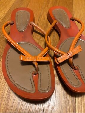 Orange Leather Bow Toe-Loop Cole Haan Sandals - Women